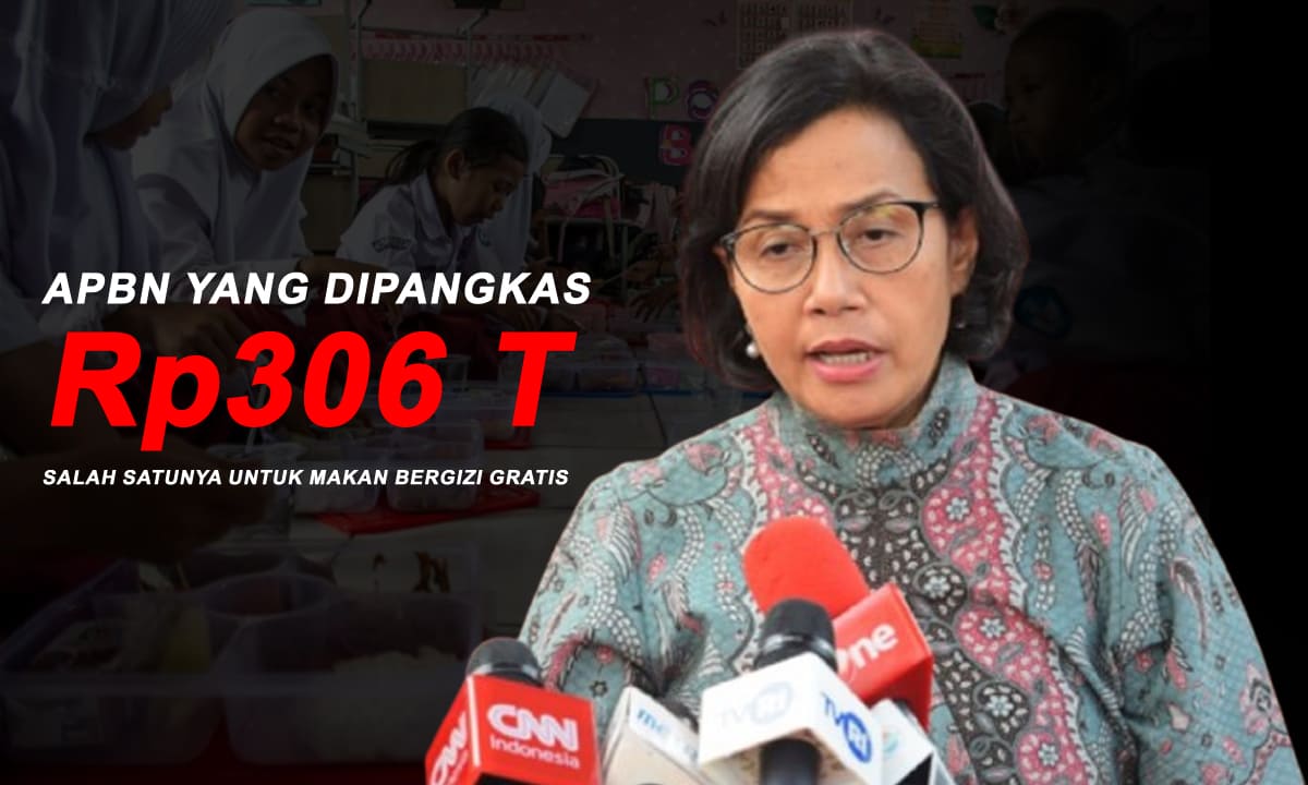 Sri Mulyani mengungkapkan penghematan besar-besaran terhadap APBN sebesar Rp 306,69 triliun, salah satunya untuk program Makan Bergizi Gratis.