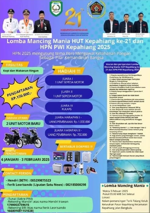 PWI Kabupaten Kepahiang menggelar Lomba Mancing Mania – Ngenelo.net - Ist