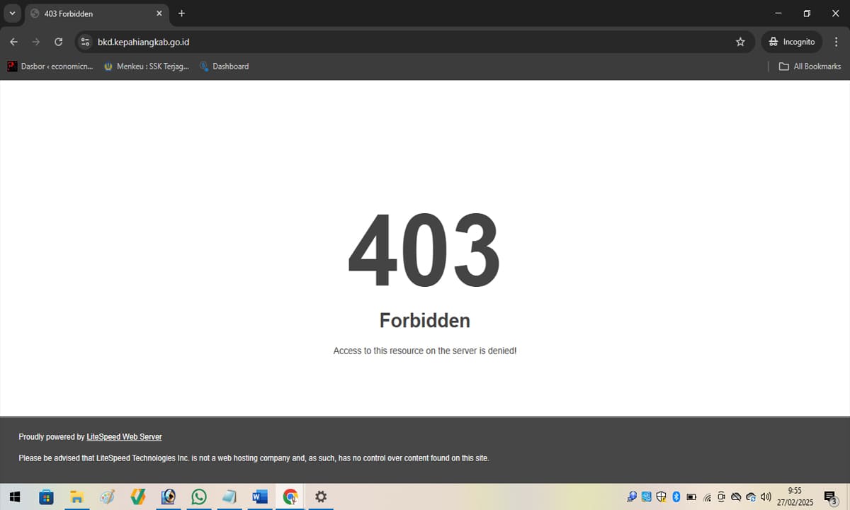 Kondisi website BKD Kepahiang terkini - Ngenelo.net