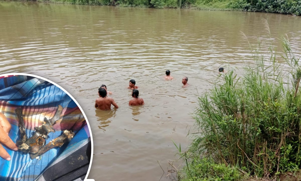Pencarian korban tenggelam Muhammad Fadli, tampak penemuan tulang manusia di sungai Bengkulu.