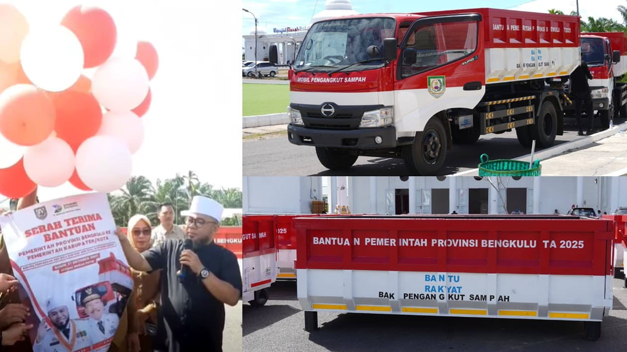 Gubernur Bengkulu Bagikan Truk dan Kontainer Bak Sampah untuk Kota dan Kabupaten se-provinsi Bengkulu.