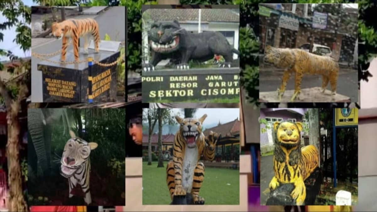 Penampakan Patung Macan Lucu di Indonesia Bikin Ngakak