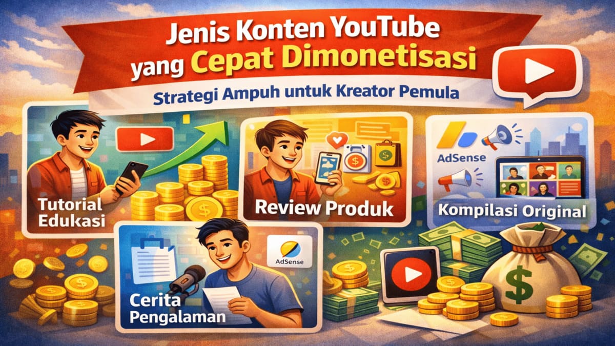 Jenis konten YouTube yang cepat dimonetisasi