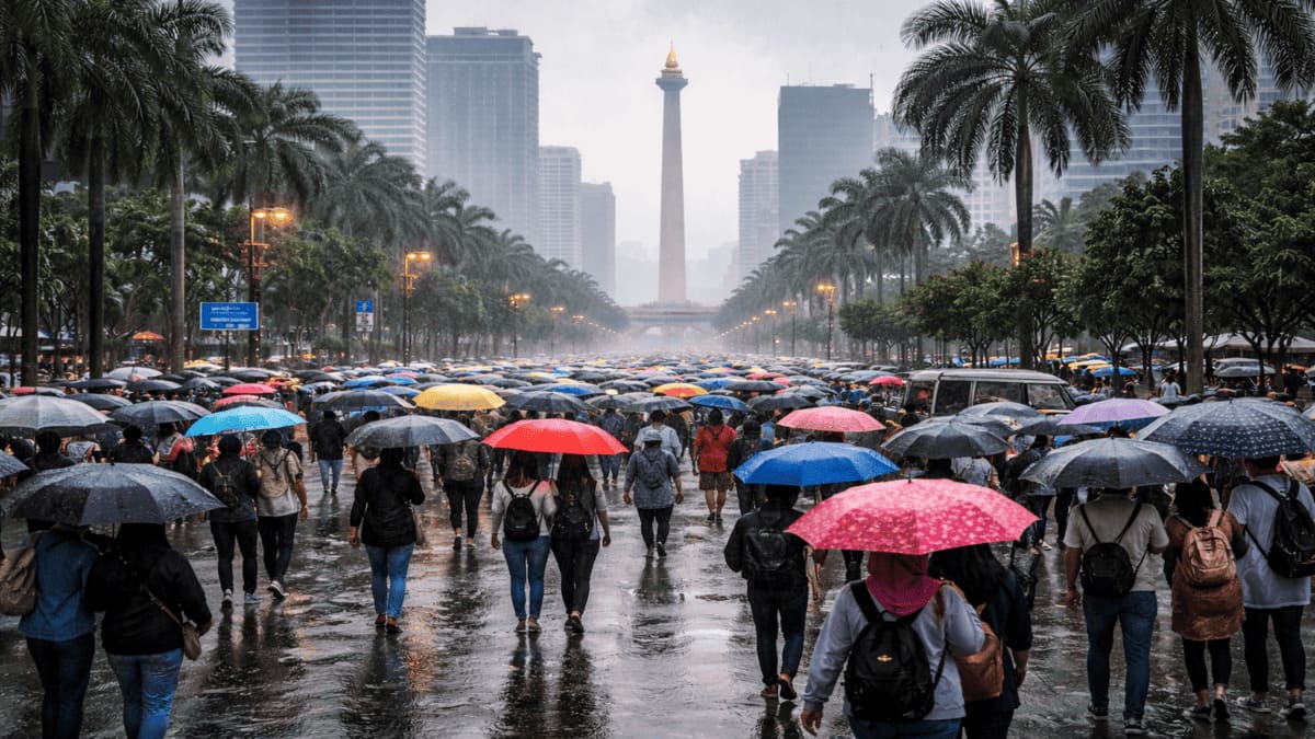 Prakiraan cuaca hari ini wilayah Jakarta diguyur hujan
