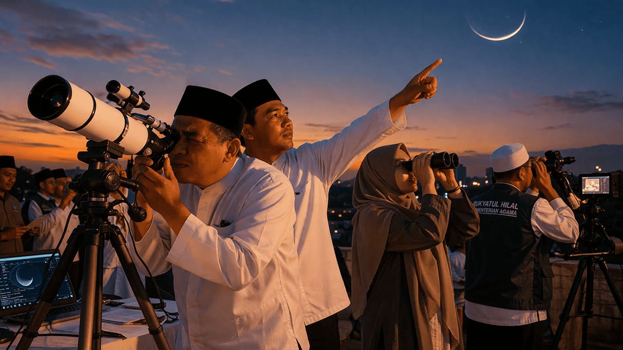 Rukyatul Hilal untuk menentukan lebaran 2026 yang dalam sidang isbat. Foto: Ngenelo.net