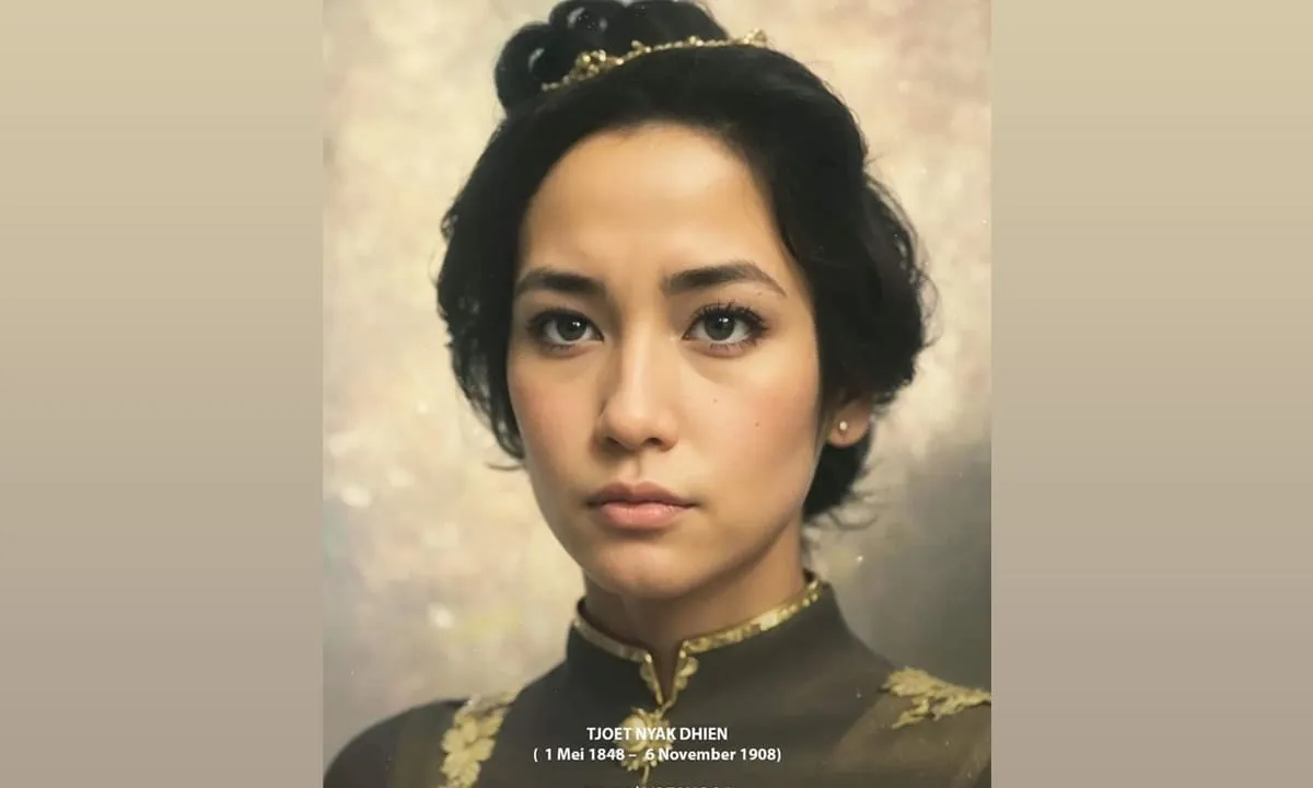 Gambar ilustrasi Cut Nyak Dhien saat masih muda versi AI berdasarkan lukisan yang beredar.