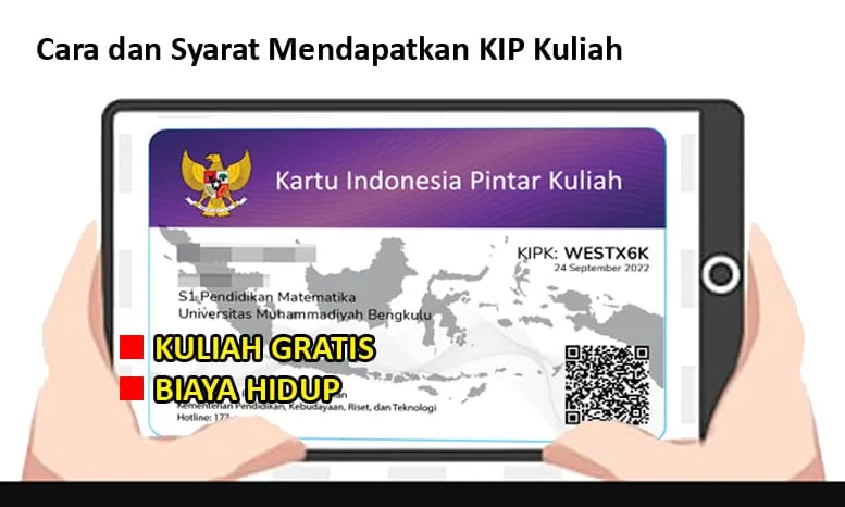 KIP Kuliah merupakan program pemerintah dengan memberikan gratis biaya pendidikan kuliah dan mendapat biaya hidup.