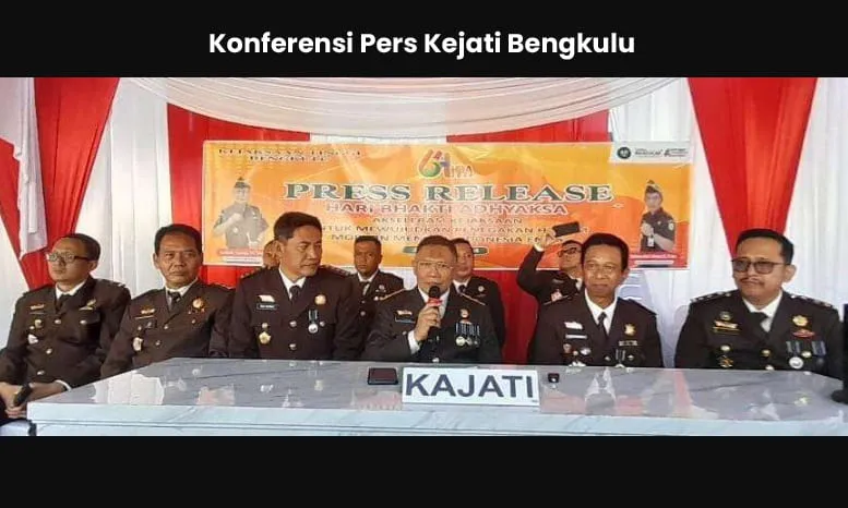 Konferensi pers Kejati Bengkulu, penetapan tersangka dalam kasus dugaan korupsi proyek penggantian Jembatan Air Taba Terunjam B. foto:ist