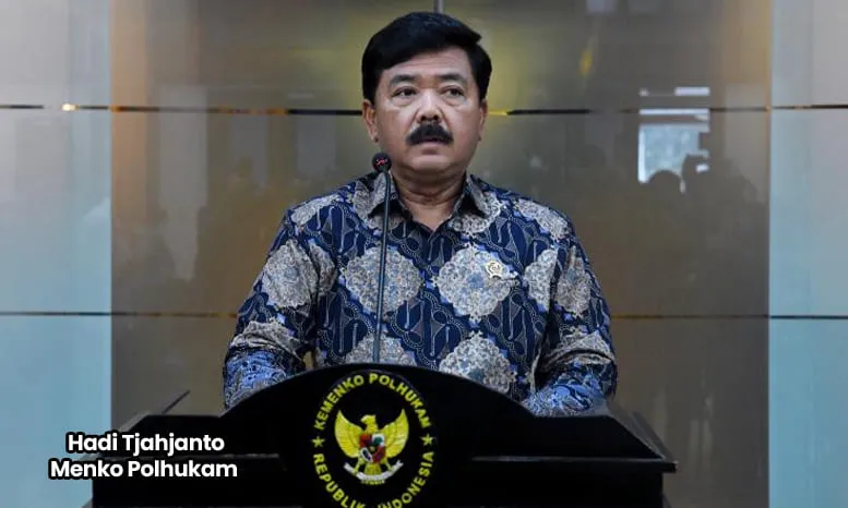 Menko Polhukam Hadi Tjahjanto saat kobferensi Pers terkait hasil rapat langkah pemerintah insiden PDNS 2.