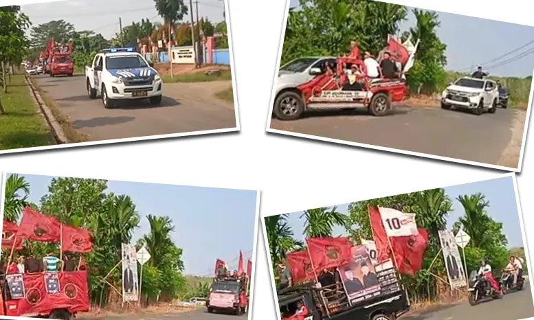 Pendukung yang terdiri dari berbagai lapisan masyarakat mengantarkan Paslon Sri Budiman - Septi Peryadi mendaftar ke KPU Kabupaten Bengkulu Tengah.