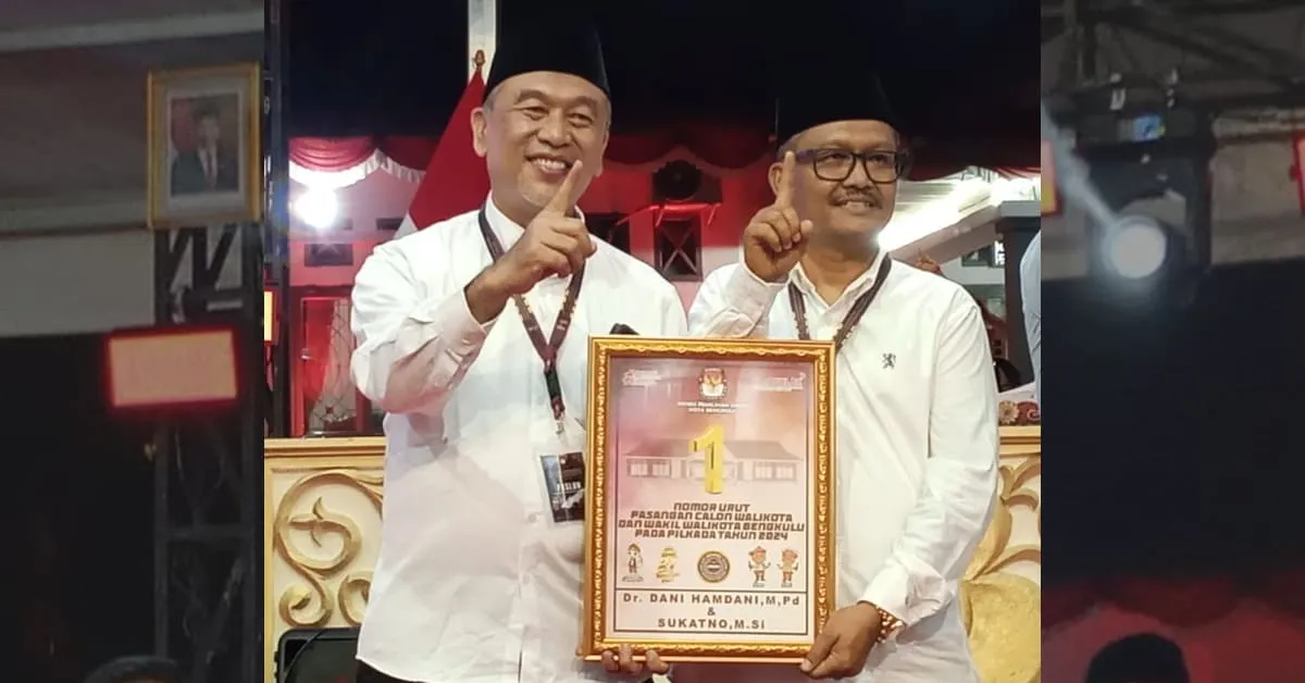 Paslon Dani Hamdani - Sukatno (DISUKA) berhasil mendapatkan nomor urut 1 (satu) dalam Pilwakot Bengkulu 2024.