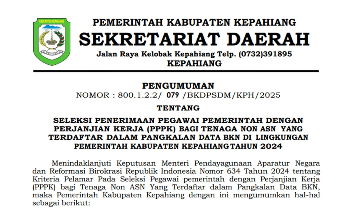 Seleksi Penerimaan PPPK Kepahiang.