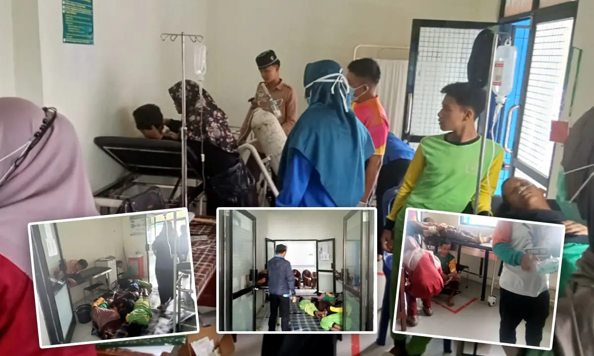 21 Santri di Lebong saat mendapat perawatan di Puskesmas Taba Atas - Foto Ngenelo.net
