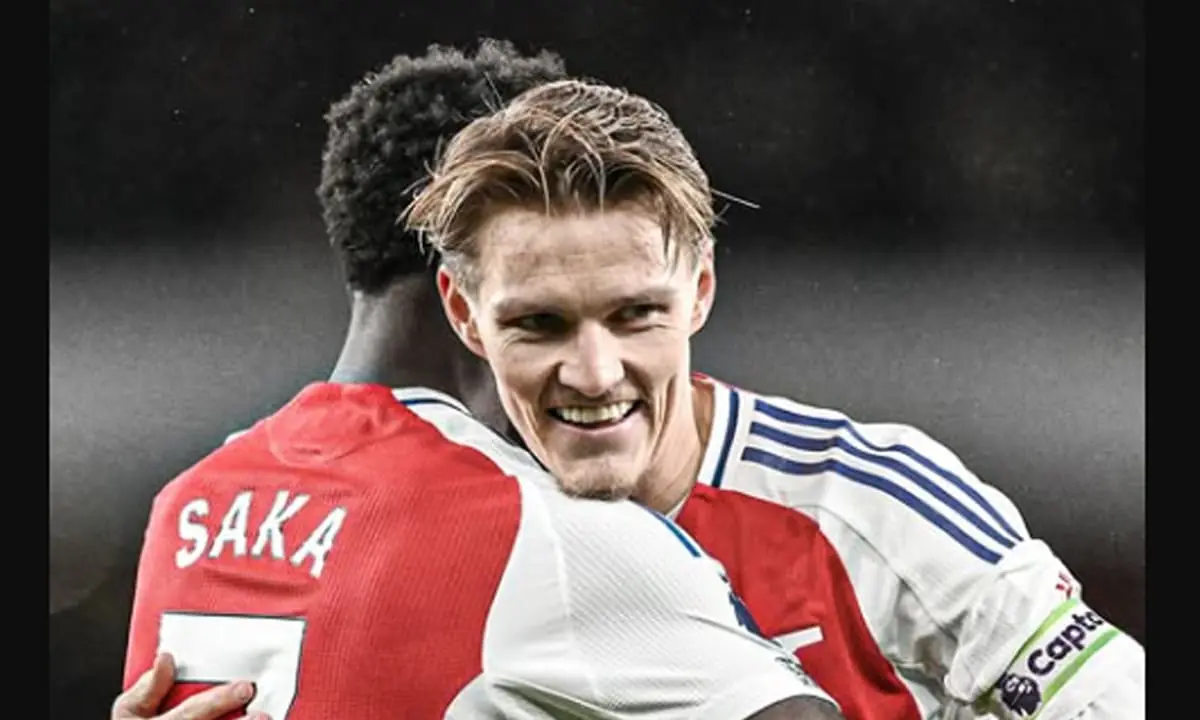 Arsenal Unggul Cepat atas City melalui Gol Martin Odegaard.