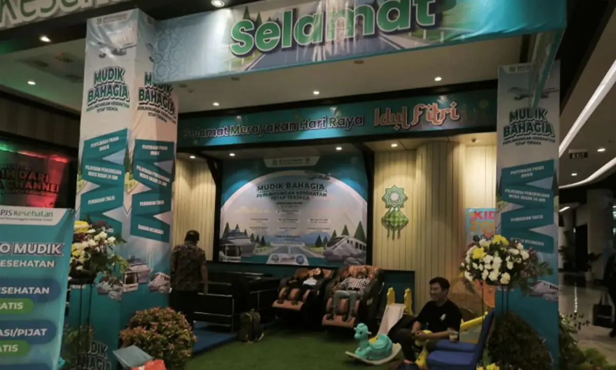 Posko mudik BPJS Kesehatan di Mal Soroso Pelabuhan Merak, Kota Cilegon. Foto: Antara