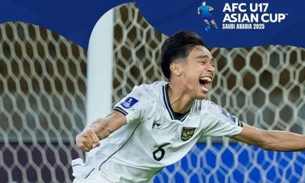 Gol tunggal Evandra Florasta pada 90+1 membawa Timnas U-17 menang atas Korea Selatan 1-0 di laga perdana Piala Asia 2025, Jumat 4 April 2025 malam.(Foto: Instagram @afcasiancup)