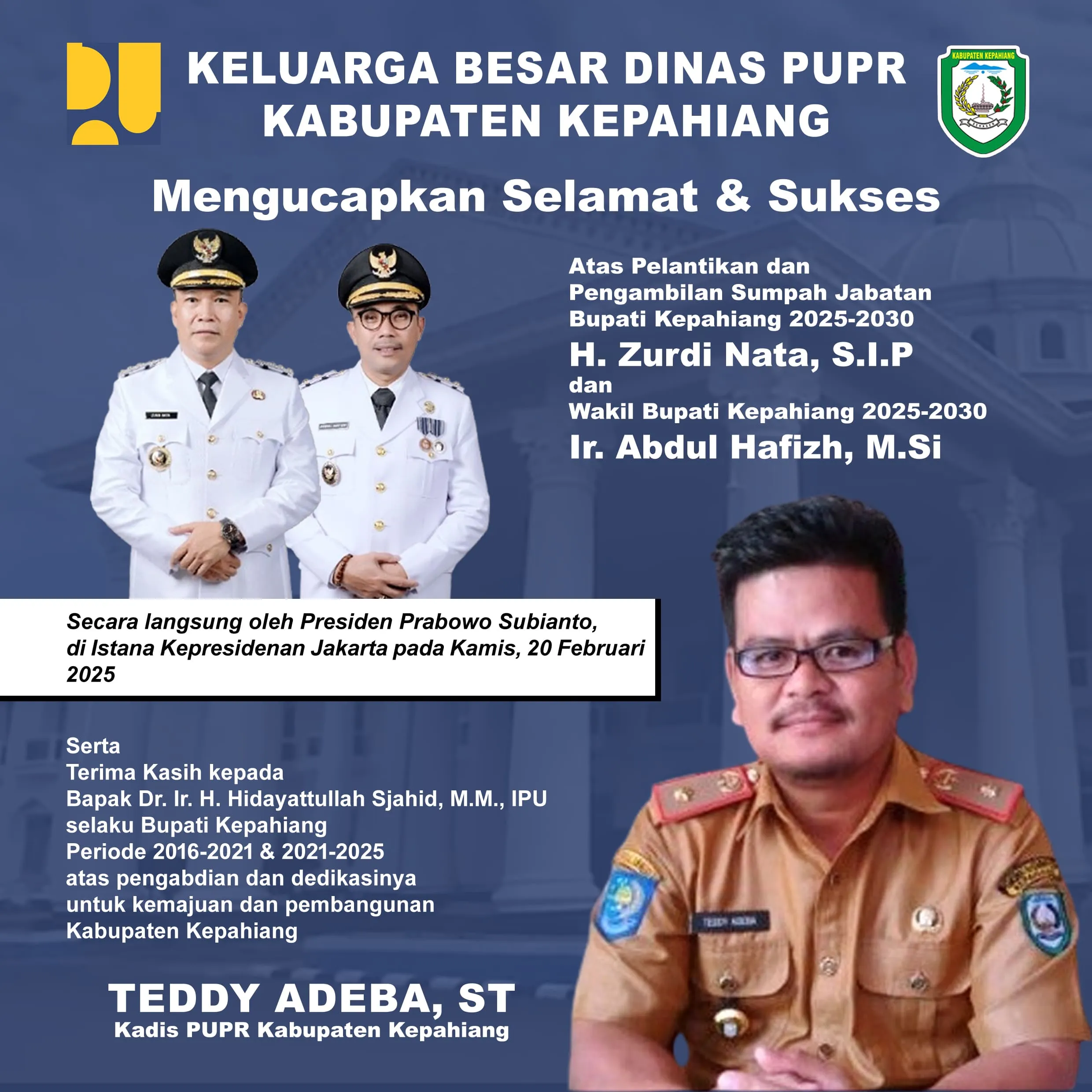 Pelantikan dan Pengambilan Sumpah Jabatan Bupati dan Wakil Bupati Kepahiang 2025-2030.