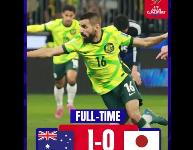 Australia Kalahkan Jepang Lapis Kedua 1-0, Timnas Gagal Lolos Langsung Piala Dunia 2026