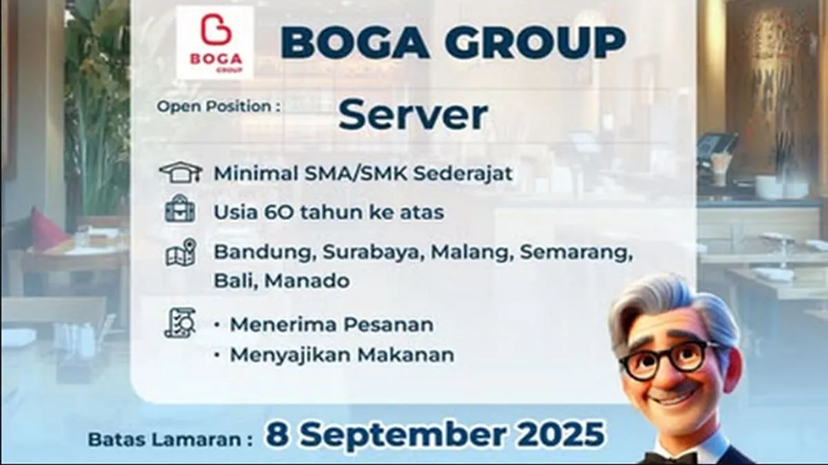 Lowongan Kerja Lansia Dibuka Boga Group dan Kemnaker. Foto Tangkapan layar Instagram - Ngenelo.net