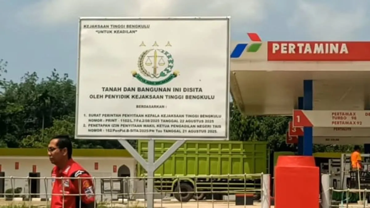 SPBU 24.385.25 Lubuk Sahung milik Sakya Hussy disita Tim Pidsus Kejaksaan Tinggi Bengkulu. Foto Ngenelo.net