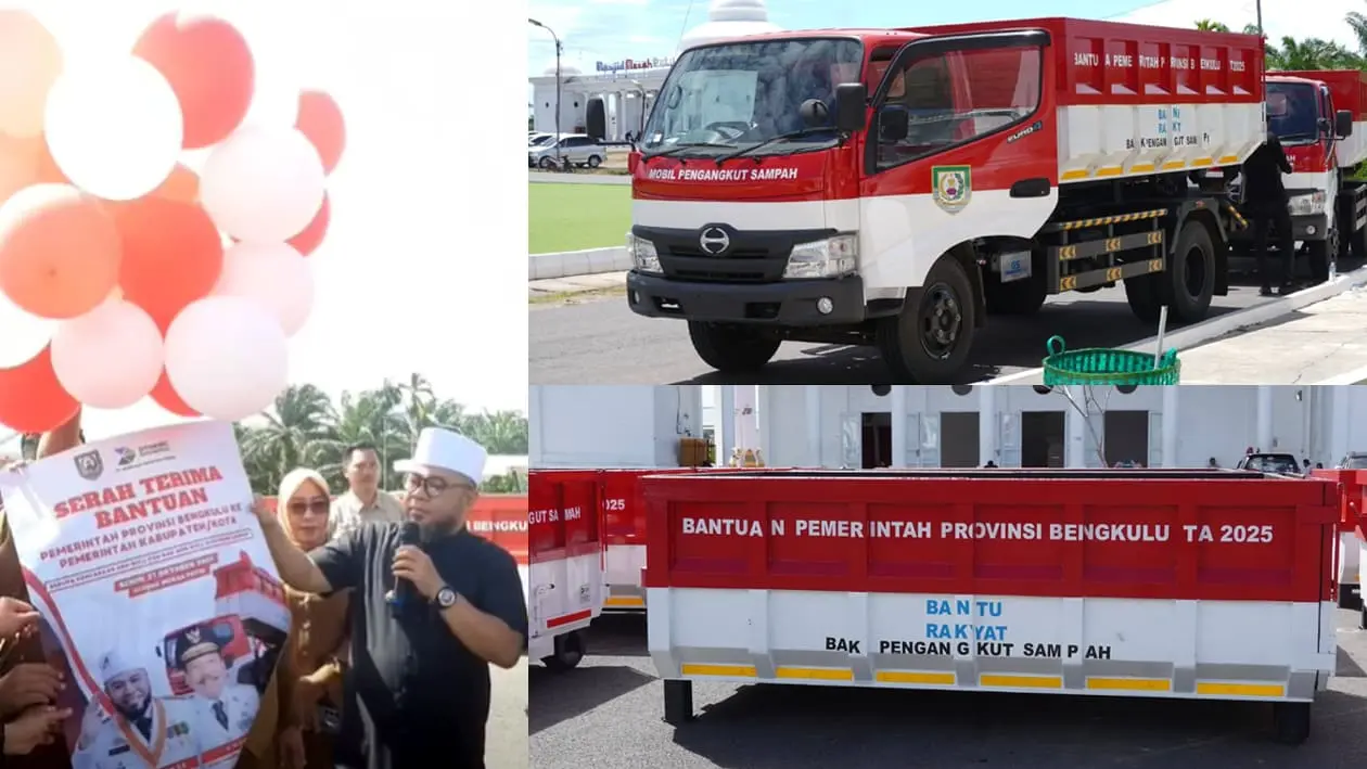 Gubernur Bengkulu Bagikan Truk dan Kontainer Bak Sampah untuk Kota dan Kabupaten se-provinsi Bengkulu.