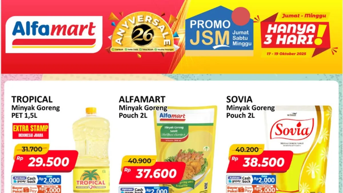 Promo JSM Alfamart, diskon spesial HUT ke-26 dimulai hari ini 17 Oktober 2025.