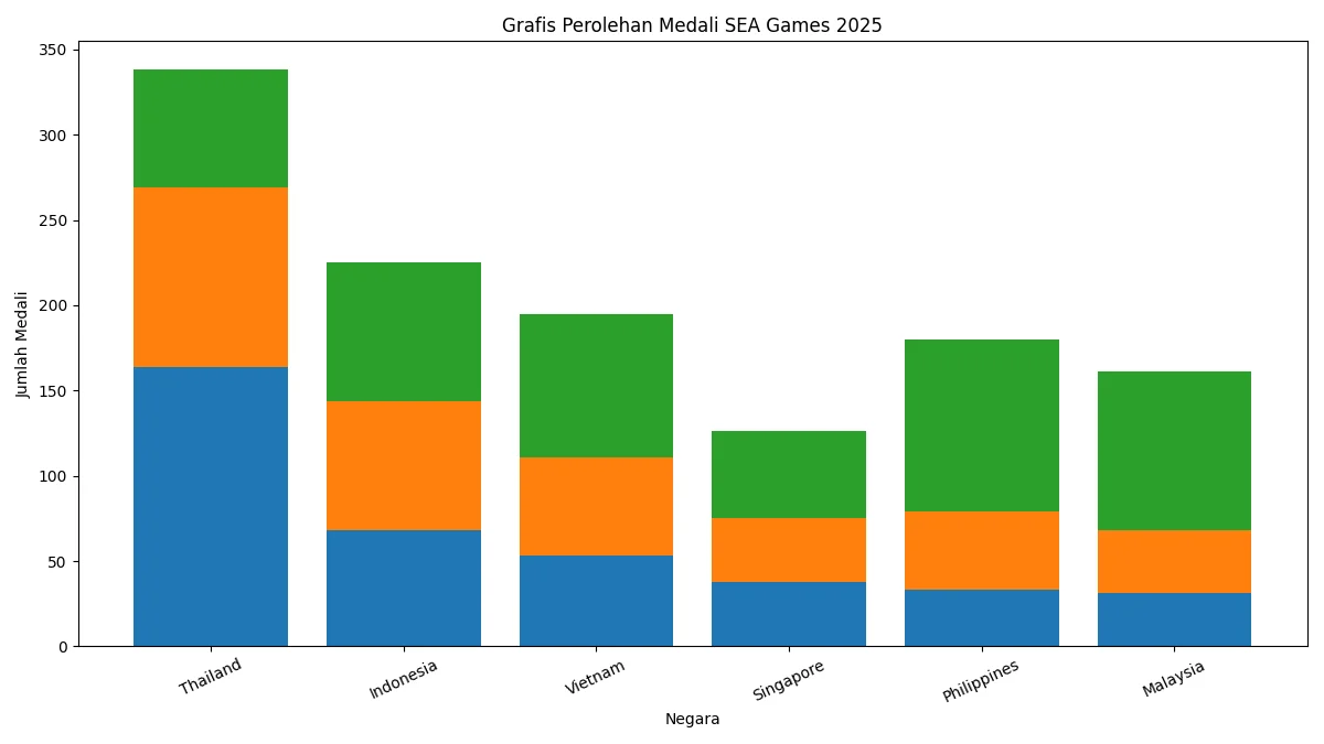 Klasemen Medali SEA Games 2025: Indonesia Tambah 6 Emas, Kokoh di Posisi Kedua